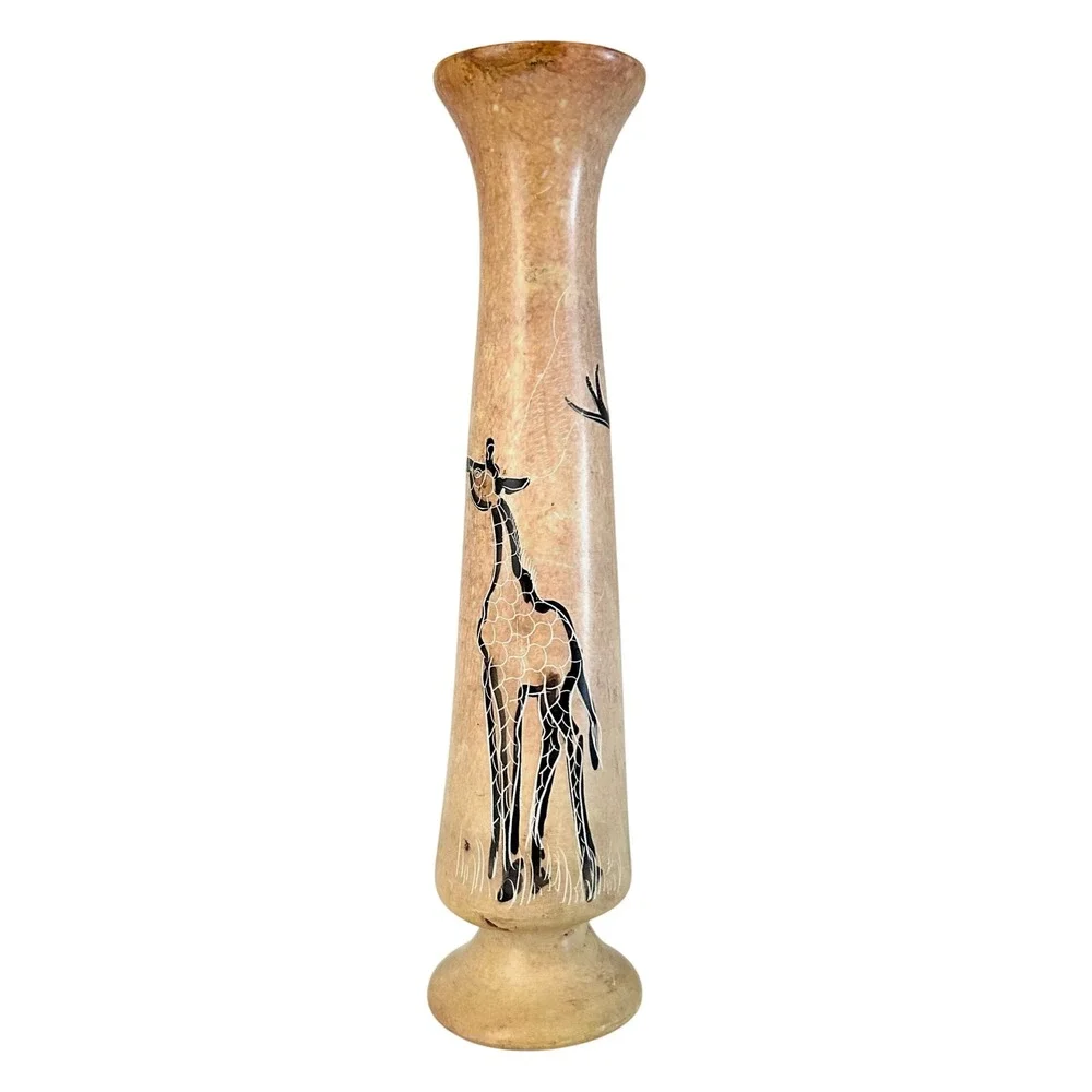Vintage Hand Carved Soapstone Giraffe 8.5